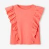 T-shirt à Volants Fille - Corail 30 T-shirt à Volants Fille - Corail -Vertbaudet Soldes Boutique t shirt a volants fille