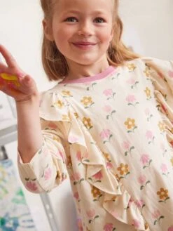 T-shirt à Volants Manches Longues Fille - Vanille