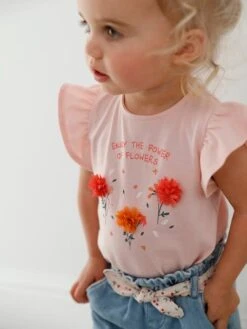 T-shirt Avec Fleurs En Relief Bébé - Vanille