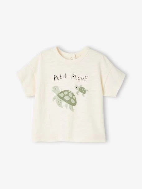 T-shirt Bébé à Motif En Coton Bio Manches Courtes - Abricot 4 T-shirt Bébé à Motif En Coton Bio Manches Courtes - Abricot – Image 4