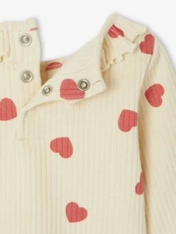 T-shirt Bébé Imprimé De Petits C½urs - Vanille -Vertbaudet Soldes Boutique t shirt bebe imprime de petits curs 2
