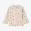 T-shirt Bébé Imprimé Manches Longues - Vieux Rose -Vertbaudet Soldes Boutique t shirt bebe imprime manches longues 14