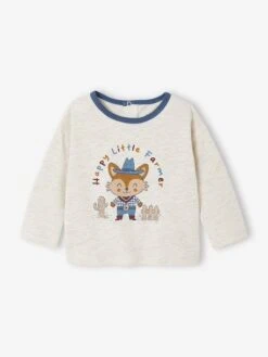 T-Shirt Bébé Manches Longues - Beige Chiné