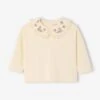 T-shirt Bébé Manches Longues Avec Col Brodé - écru -Vertbaudet Soldes Boutique t shirt bebe manches longues avec col brode