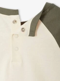 T-shirt Bébé Manches Longues Avec Imprimé Placé Devant - Kaki -Vertbaudet Soldes Boutique t shirt bebe manches longues avec imprime place devant 13