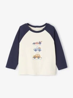 T-shirt Bébé Manches Longues Avec Imprimé Placé Devant - Kaki -Vertbaudet Soldes Boutique t shirt bebe manches longues avec imprime place devant 15