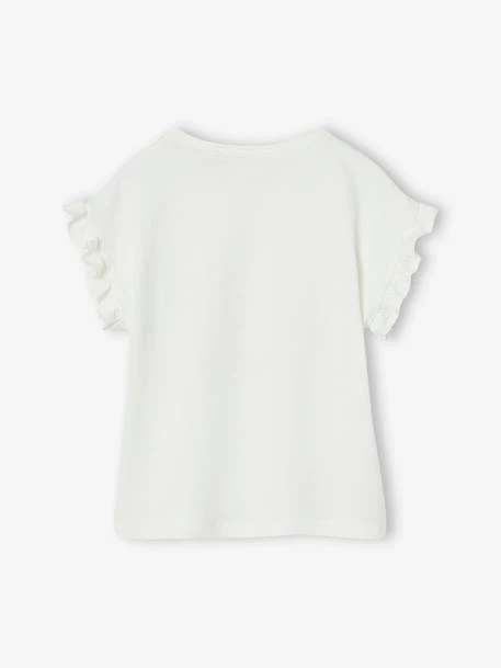 T-shirt Cérémonie Motif Couronne De Fleurs Fille - Blanc 2 T-shirt Cérémonie Motif Couronne De Fleurs Fille - Blanc – Image 2