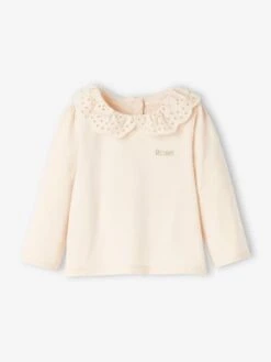 T-shirt Col Brodé Bébé Manches Longues - Rayé Rouge -Vertbaudet Soldes Boutique t shirt col brode bebe manches longues 26