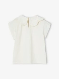 T-shirt Col Brodé Fantaisie Fille - Marine -Vertbaudet Soldes Boutique t shirt col brode fantaisie fille 12