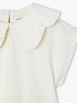 T-shirt Col Brodé Fantaisie Fille - Marine -Vertbaudet Soldes Boutique t shirt col brode fantaisie fille 13