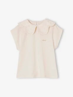 T-shirt Col Brodé Fantaisie Fille - Marine -Vertbaudet Soldes Boutique t shirt col brode fantaisie fille 15