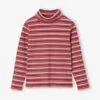 T-shirt Col Roulé En Côtes Fille - Rayé Bleu -Vertbaudet Soldes Boutique t shirt col roule en cotes fille 24