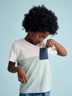 T-shirt Coloblock Garçon Manches Courtes - Ardoise -Vertbaudet Soldes Boutique t shirt coloblock garcon manches courtes 13