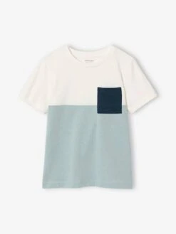 T-shirt Coloblock Garçon Manches Courtes - Ardoise -Vertbaudet Soldes Boutique t shirt coloblock garcon manches courtes 14