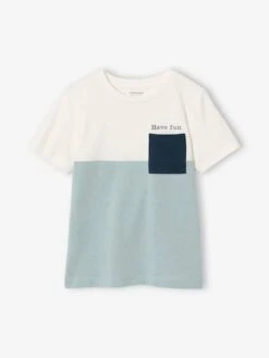 T-shirt Coloblock Garçon Manches Courtes - Ardoise -Vertbaudet Soldes Boutique t shirt coloblock garcon manches courtes 15