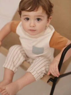 T-shirt Colorblock Bébé Manches Courtes - Vert Grisé