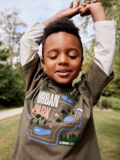 T-shirt Effet 2 En 1 Garçon - Kaki