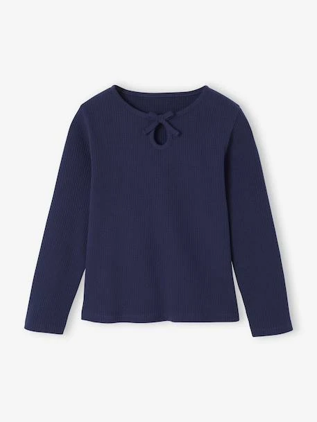 T-shirt En Côtes Fille Manches Longues - Violine 1 T-shirt En Côtes Fille Manches Longues - Violine