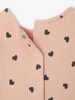 T-shirt En Côtes Manches Volantées Bébé Fille - Rose Poudré -Vertbaudet Soldes Boutique t shirt en cotes manches volantees bebe fille 14