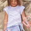 T-shirt Fille Avec Détails Broderie Anglaise - Blanc