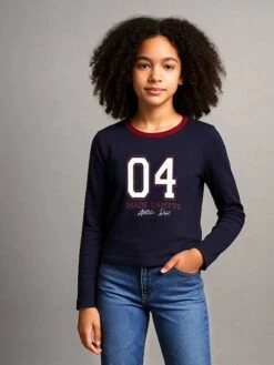 T-shirt Fille Cropped Manches Longues Fille - Anthracite -Vertbaudet Soldes Boutique t shirt fille cropped manches longues fille 12