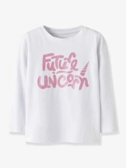 NAME IT T-shirt Fille Manches Longues NMFLINEA , Coupe Boxy - Rose