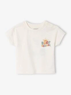 T-shirt Grand Motif Dos Bébé Pressions épaule - Turquoise