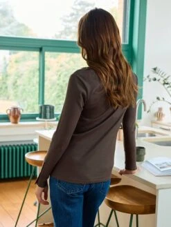 T-shirt Grossesse Manches Longues En Rib - Chocolat -Vertbaudet Soldes Boutique t shirt grossesse manches longues en rib 2
