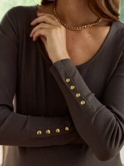 T-shirt Grossesse Manches Longues En Rib - Chocolat -Vertbaudet Soldes Boutique t shirt grossesse manches longues en rib 3