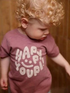 T-Shirt "Happy Youpi" Bébé Manches Courtes En Coton Bio - Violet