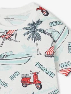 T-shirt Imprimé Garçon En Coton Recyclé - Blanc Imprimé -Vertbaudet Soldes Boutique t shirt imprime garcon en coton recycle 4