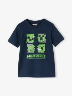 T-shirt Minecraft Manches Courtes - Bleu Nuit