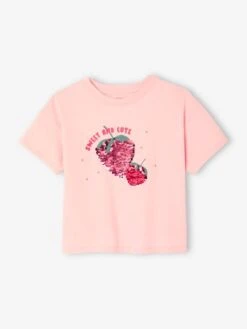 T-shirt Motif En Sequins Fille - Violet