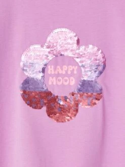 T-shirt Motif En Sequins Fille - Violet -Vertbaudet Soldes Boutique t shirt motif en sequins fille 7