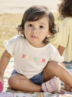 T-shirt Motif Fantaisie Bébé En Coton Bio - Blanc