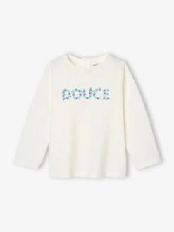 T-shirt Motif Fleuri "douce" Bébé - écru