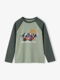 T-shirt Motif Graphique Garçon Manches Raglan - Gris Chiné -Vertbaudet Soldes Boutique t shirt motif graphique garcon manches raglan 6