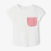 T-shirt Poche Fantaisie Vichy Bébé - écru -Vertbaudet Soldes Boutique t shirt poche fantaisie vichy bebe