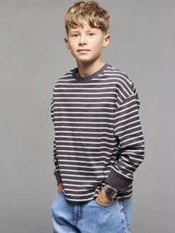 T-shirt Rayé Garçon - Anthracite