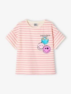 T-Shirt Rayé SMILEYWORLD - Rayé Rose