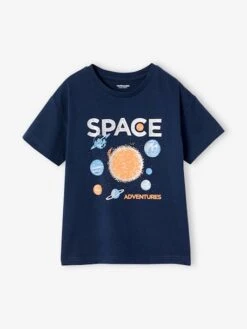 T-Shirt Space Motif Brillant Garçon - Bleu Nuit