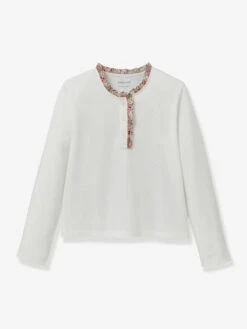 Cyrillus T-shirt Tunisien Tissu Liberty Fille Coton Biologique - Vanille