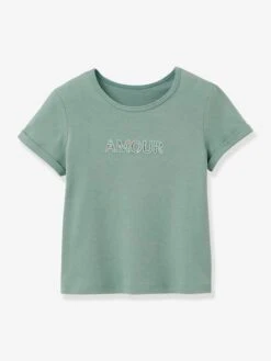 Cyrillus Tee-shirt à Message En Tissu Liberty Coton Bio - Vert D'eau