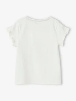 Tee-shirt "Egérie" Fille Manches Courtes Volantées - Ivoire -Vertbaudet Soldes Boutique tee shirt egerie fille manches courtes volantees 3
