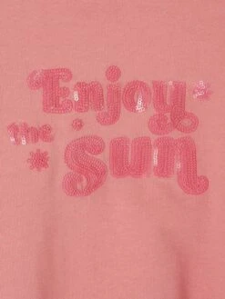 Tee-shirt Fille Cropped Message Sequins Manches Longues - Rose -Vertbaudet Soldes Boutique tee shirt fille cropped message sequins manches longues 3