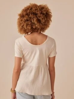 Tee-shirt Grossesse Bi- Matière - Sable -Vertbaudet Soldes Boutique tee shirt grossesse bi matiere 16