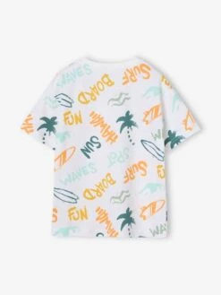 Tee-shirt Motifs Graphiques Vacances Garçon - Vert Imprimé -Vertbaudet Soldes Boutique tee shirt motifs graphiques vacances garcon 2