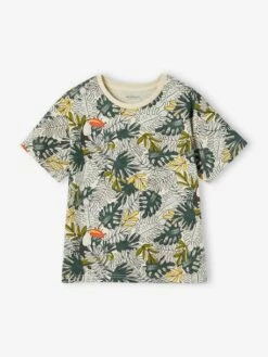 Tee-shirt Motifs Graphiques Vacances Garçon - Vert Imprimé -Vertbaudet Soldes Boutique tee shirt motifs graphiques vacances garcon 4