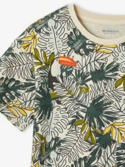 Tee-shirt Motifs Graphiques Vacances Garçon - Vert Imprimé -Vertbaudet Soldes Boutique tee shirt motifs graphiques vacances garcon 6