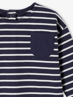 Tee-shirt Rayé Bébé Manches Longues - Rayé Bleu -Vertbaudet Soldes Boutique tee shirt raye bebe manches longues 21
